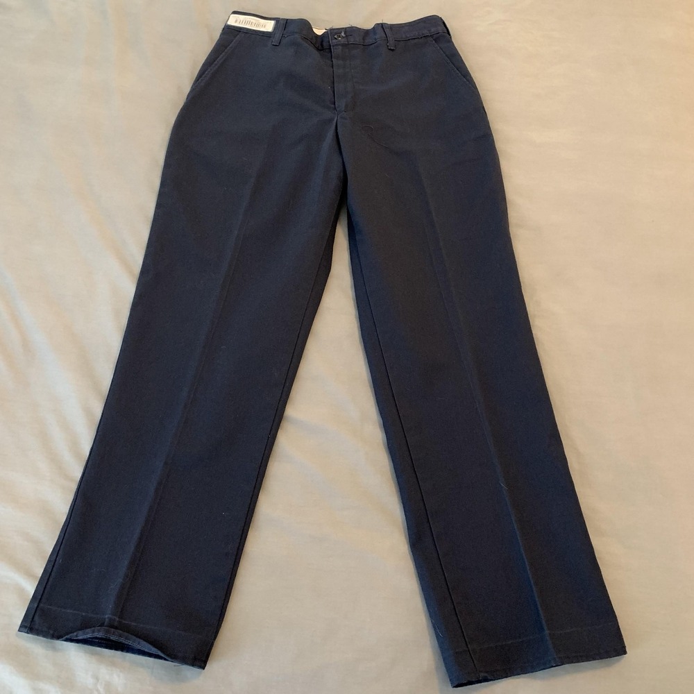 Softwear Pants Mens 32x29 Navy Chino Workwear Uniform Straight‎ Leg Flat Front